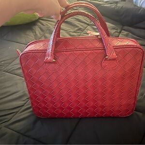 Estee Lauder Red Woven Laptop Bag